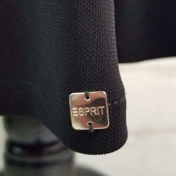 Esprit M Black Long Sleeve Drop Waist Crossover Bust Midi Dress Belted - Picture 8 of 9